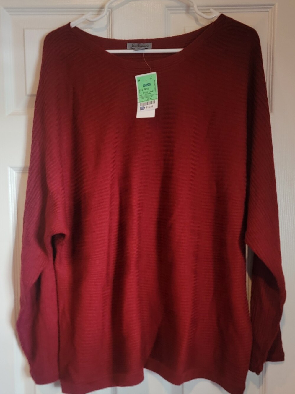 Jason Maxwell NWT Women's Burgundy Ribbed Crew Neck Sweater